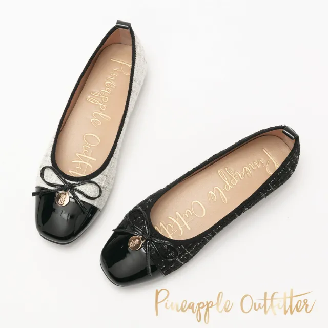 【Pineapple Outfitter】FONDA 小香織布蝴蝶結平底鞋(白色)