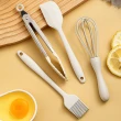 【SUNORO】矽膠烘焙工具4入組(刮刀/油刷/打蛋器/料理夾)