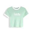 【LEVIS 官方旗艦】女款 復古滾邊短版T恤 / 修身版型 / LOGO泡泡 / 粉粉綠 熱賣單品 A3523-0045