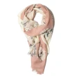 【愛爾蘭 Galway】美麗諾羊毛圍巾 粉紅小花(65x180cm)