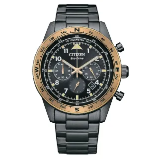 【CITIZEN 星辰】黑鷹飛行風格三眼計時光動能男錶/43mm 母親節(CA4556-89E)