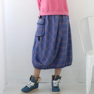 【PINK NEW GIRL】俏皮造型口袋格紋中長裙 N3607HD(2色)