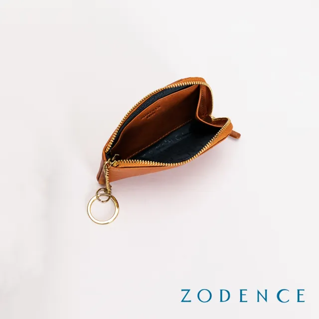 【ZODENCE 佐登司】SAXON義大利植鞣革鑰匙零錢卡包(駝)
