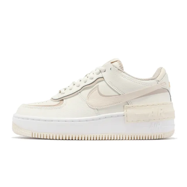 NIKE 耐吉】休閒鞋Wmns AF1 Shadow 女鞋米白奶油解構經典低筒拼接