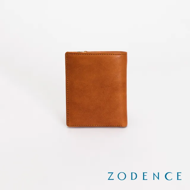 【ZODENCE 佐登司】SAXON義大利植鞣革直立簡式短夾(駝)