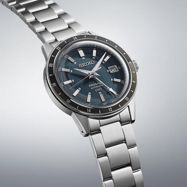 【SEIKO 精工】Presage 60年代復刻GMT機械男錶-藍x銀/40.8mm(SSK009J1/4R34-00B0B)母親節 禮物