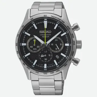 【SEIKO 精工】CS 極速賽道三眼計時男錶-黑x銀/41mm(SSB413P1/8T63-00Y0D)母親節 禮物