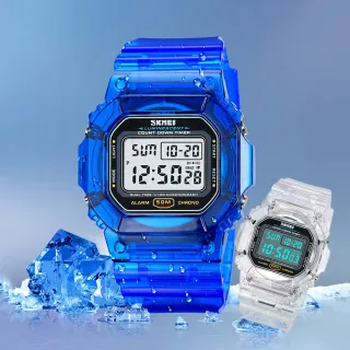 【SKMEI 時刻美】時尚透明運動電子錶(防水手錶 交換禮物 手錶 考試手錶 簡約手錶/1999)
