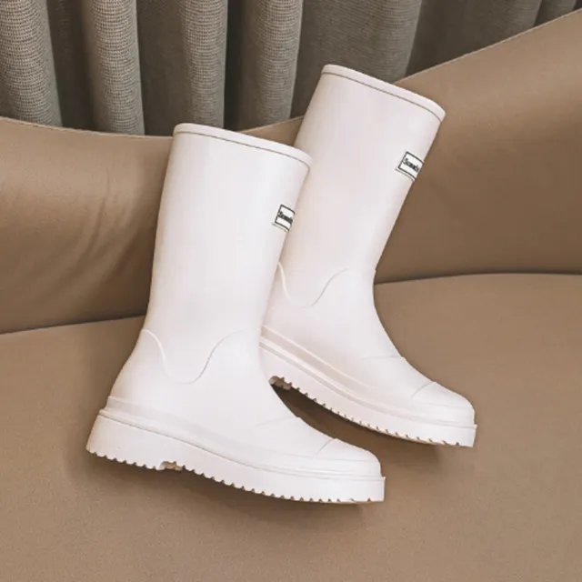 【Taroko】巴黎時尚素色厚底中筒雨靴(2色可選)