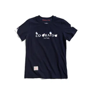 【EDWIN】江戶勝 女裝 文鳥刺繡LOGO短袖T恤(丈青色)