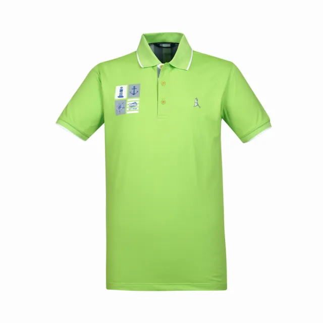 【PING】男款海洋圖騰吸濕排汗抗UV短袖POLO衫-綠(GOLF/高爾夫球衫/PA17110-43)