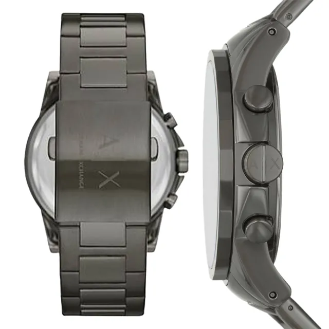 【A|X Armani Exchange】Armani Exchange 戰士風範三眼計時運動腕錶-金屬鐵灰-AX2086(母親節)