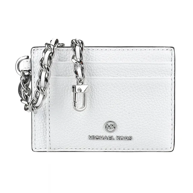 【Michael Kors】MK MICHAEL KORS JET SET CHARM字母圓標LOGO牛皮2卡卡夾(白)