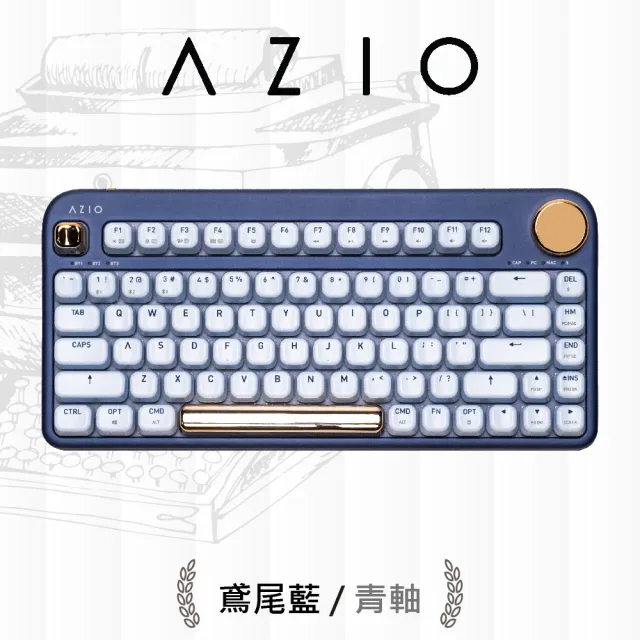 【AZIO】(藍芽鍵盤滑鼠超值組) IZO 80% 青軸機械鍵盤(PC/MAC通用)+無線滑鼠