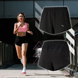 【PUMA】短褲 Run Favourite Velocity 女款 黑 銀 慢跑 運動褲 排汗 開衩 3吋短褲(523178-01)