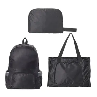【GoPeaks】防水極輕量雙肩後背包/多用途折疊大容量旅行袋 黑色