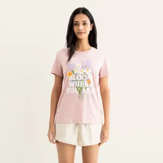 【Roots】Roots女裝-繽紛花卉系列 花束文字短袖T恤(粉色)