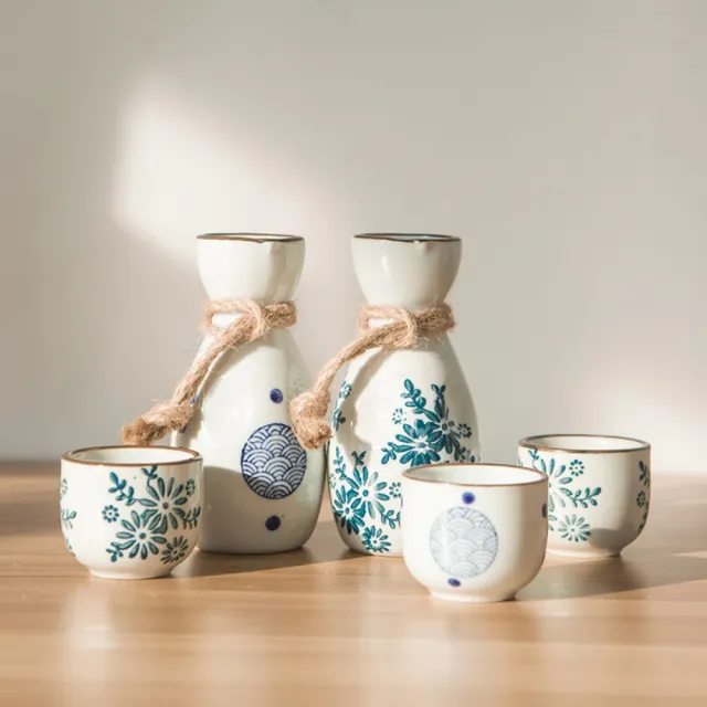 【茉家】日式菊鹿紋復古清酒壺酒杯組(單售酒壺2入)