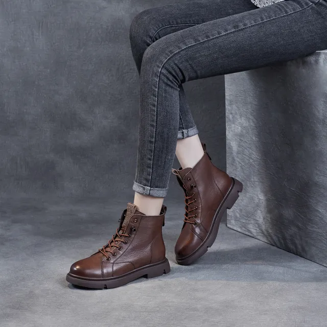 【Vecchio】真皮馬丁靴 牛皮馬丁靴/全真皮頭層牛皮閃耀亮片飾帶造型馬丁靴(棕)