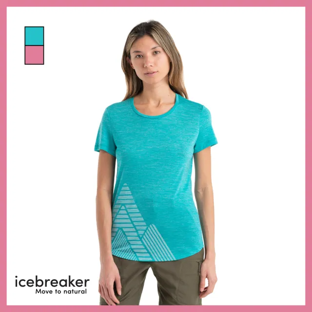 【Icebreaker】女 Sphere II Cool-Lite™ 圓領短袖上衣 山峰起伏-AD150(排汗衣/底層衣/美麗諾羊毛衣/T恤)