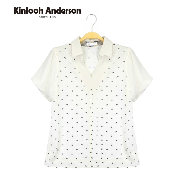 Kinloch Anderson 優雅抽皺袖滿版印花雪紡上衣 襯衫 金安德森女裝 KA078102037(米卡其)