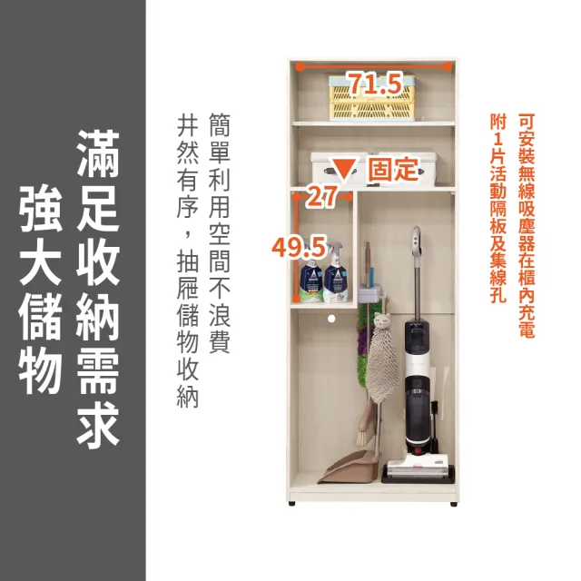 【ASSARI】菲莉絲2.5尺工具收納櫃(寬75x深40x高197cm)