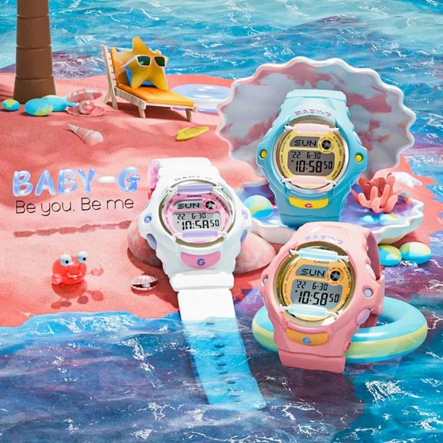 CASIO 卡西歐】BABY-G 活力多彩夏日海灘200米防水休閒數位-珊瑚粉(BG