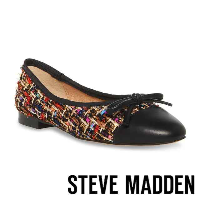 【steve madden】ELLISON 拼接蝴蝶結平底娃娃鞋(印花格紋)