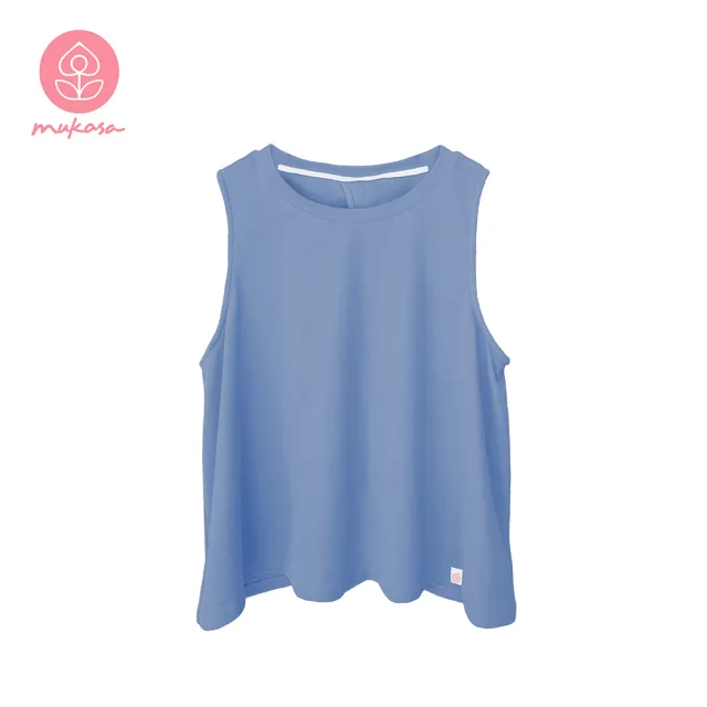 【Mukasa 慕卡莎】DURABLE 無袖坑條開叉背心 - 天藍 - MUK-23045(瑜珈服、瑜珈背心、運動上衣)