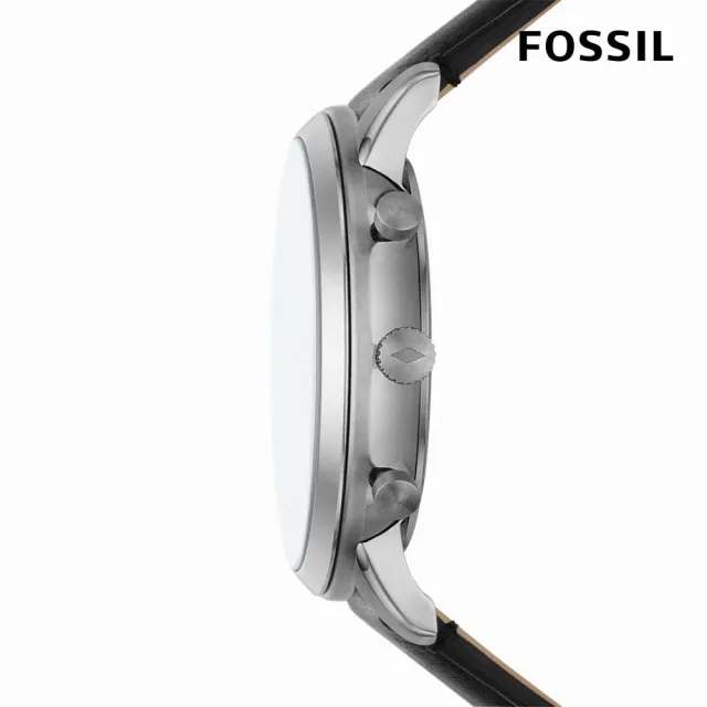 【FOSSIL 官方旗艦館】Neutra 醇厚雅仕三眼指針手錶 黑色皮革錶帶 44 MM FS6016