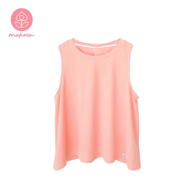 【Mukasa 慕卡莎】DURABLE 無袖坑條開叉背心 - 沙漠粉 - MUK-23045(瑜珈服、瑜珈背心、運動上衣)