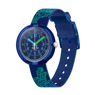 【Flik Flak】兒童手錶 CYBEROZAURUS 兒童錶 編織錶帶 瑞士錶 錶(31.85mm)
