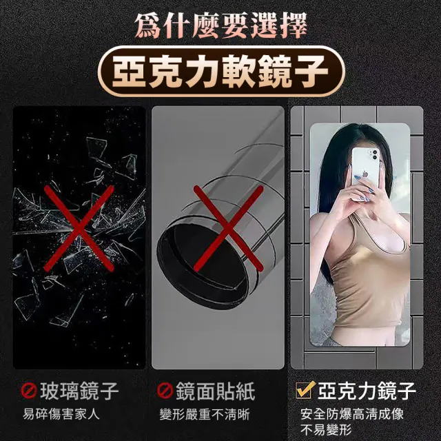 【優品生活館】全身鏡(亞克力全身鏡 貼墻自粘軟鏡子 門後穿衣鏡 衣櫃鏡 挂墙鏡 浴室鏡 化妝鏡 廁所鏡子)
