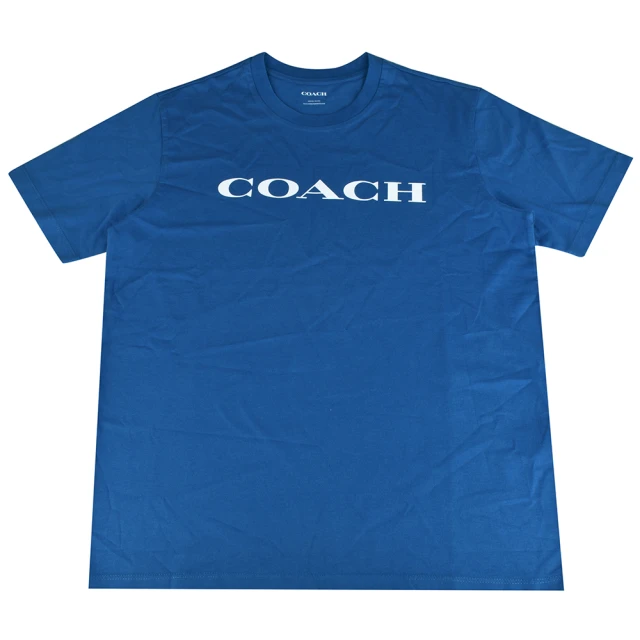 COACH ESSENTIAL經典標誌LOGO男款短T(藍x白)