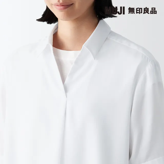 【MUJI 無印良品】女萊賽爾混五分袖長版衫(共4色)