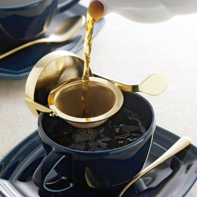 【Tomiwoody】日本製 旋轉式濾茶器-金色(不鏽鋼 日本餐具 下午茶 茶具 烘焙 甜點)