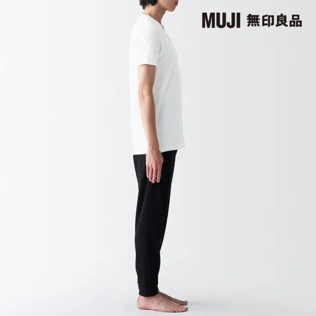 【MUJI 無印良品】男棉質無側縫天竺V領短袖T恤(白色)