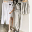 【baibeauty 白鳥麗子】運動風字母棉質短袖上衣+雙口袋鬆緊短/長褲套裝(韓國製)