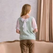 【CUMAR】甜美系雪紡蝴蝶結綁帶拼接袖短袖針織衫(粉 綠 灰/魅力商品)