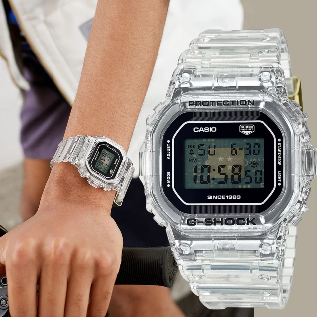 CASIO 卡西歐 G-SHOCK 40周年透明限量版透視機芯手錶 開學(DW-5040RX-7)