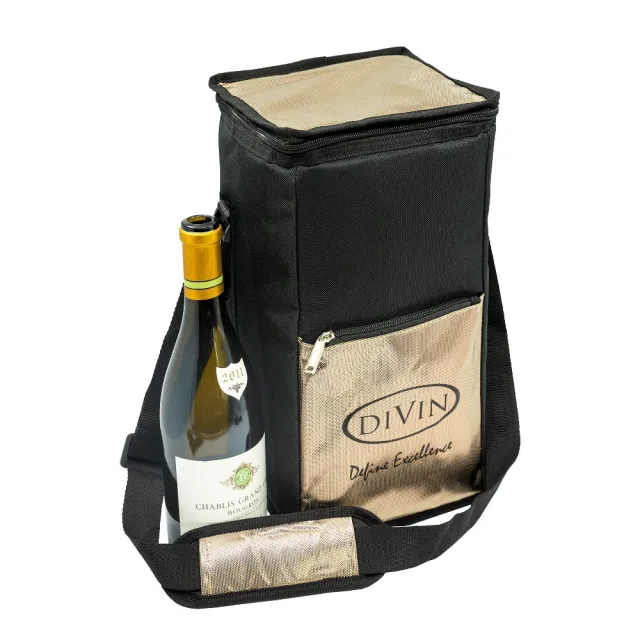 【DIVIN】香檳金黑鋁箔內裡葡萄酒保冷提袋 4瓶裝x2入+2瓶裝x1入組合包 送DIVIN軟木塞開瓶器1組