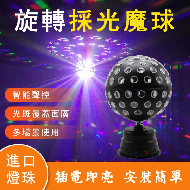 【名芯】LED無極旋轉大水晶魔球舞台燈 閃光燈(9色聲控遙控款鐳射燈)