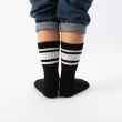 【WARX】經典條紋中筒童襪-黑色配白條(除臭襪/防蚊襪)