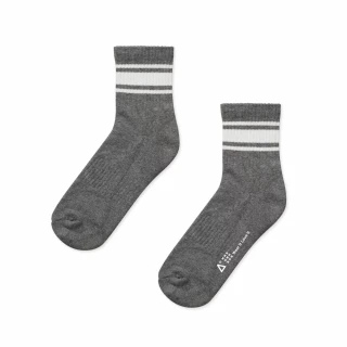 【WARX】經典條紋中筒童襪-麻灰配白條(除臭襪/防蚊襪)