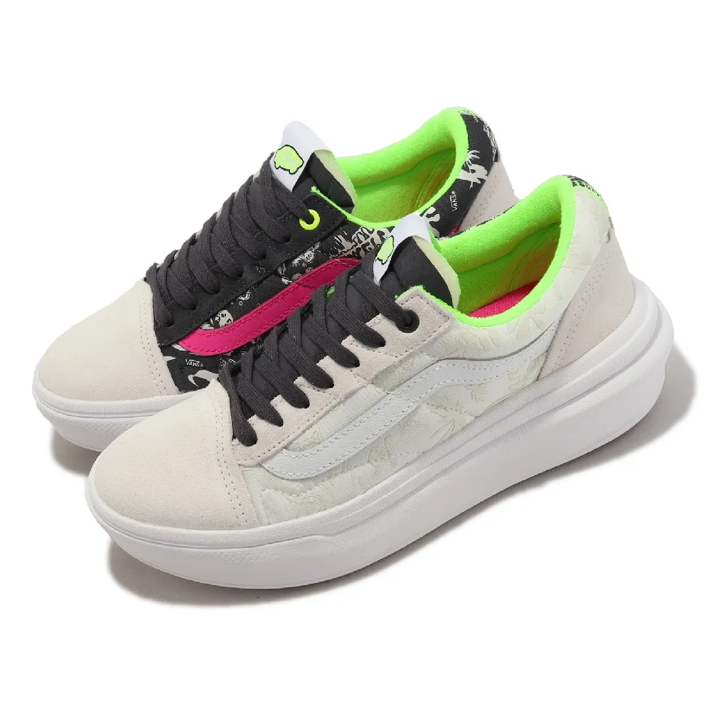 【VANS】休閒鞋 Old Skool Over 男鞋 女鞋 米白 黑 螢光綠 麂皮 厚底 增高(VN0A7Q5E6GL)