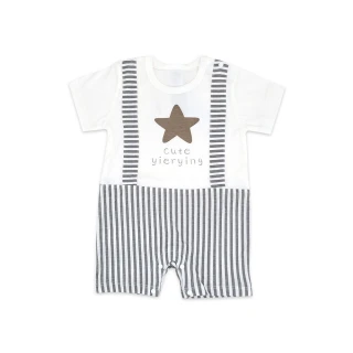 【JoyNa】造型短袖連身包屁衣 童裝 嬰兒連身衣 五星(開扣設計/方便穿脫)