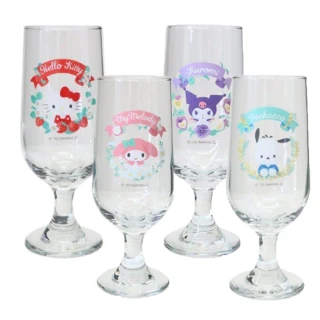 【小禮堂】三麗鷗 玻璃矮腳杯 270ml HELLO KITTY  美樂蒂 酷洛米 帕恰狗(平輸品) 凱蒂貓