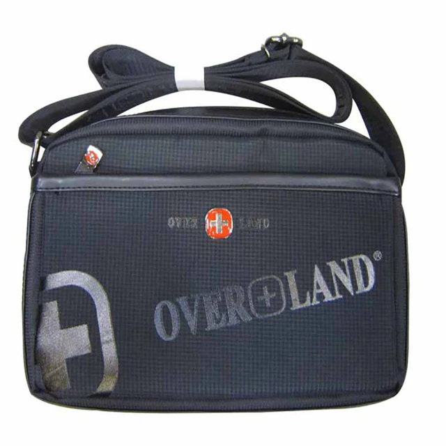 OverLand 肩側包二層主袋可放平板保護套隨身物品肩背(可斜側背防水尼龍布+皮革)