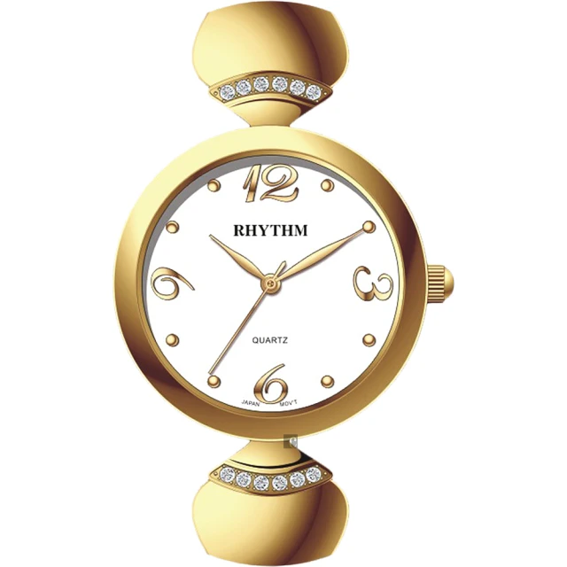 【RHYTHM 麗聲】優雅風采手鍊女錶-白x金/33mm(LE1609S03)