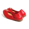 【viina】嬿娜2·全真皮質感圓頭折疊平底娃娃鞋-紅(摺疊平底娃娃鞋)